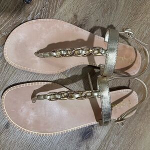Lilly Pulitzer Gold Leather/Chain Sandals sz 10. Like New.